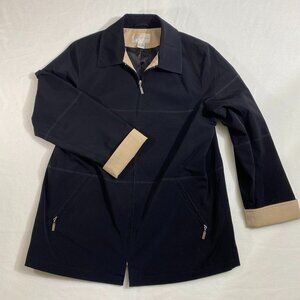 Worthington Black and Beige Jacket Womens Large Trench Coat Style